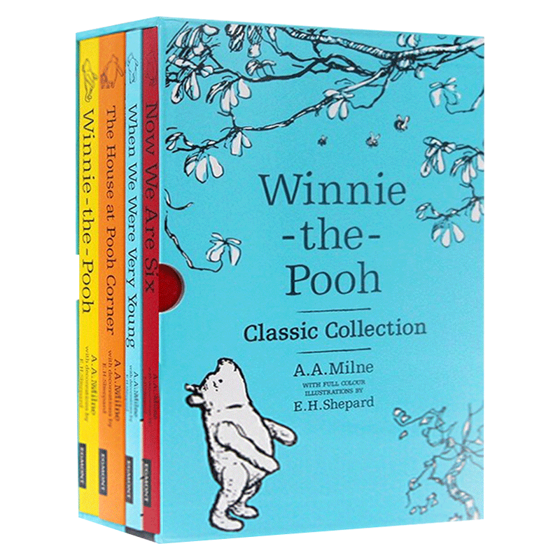 小熊维尼全彩插画版 4本盒装 英文原版 Winnie the Pooh Classic Collection 英文版儿童章节小说书 进口原版英语书籍 - 图2