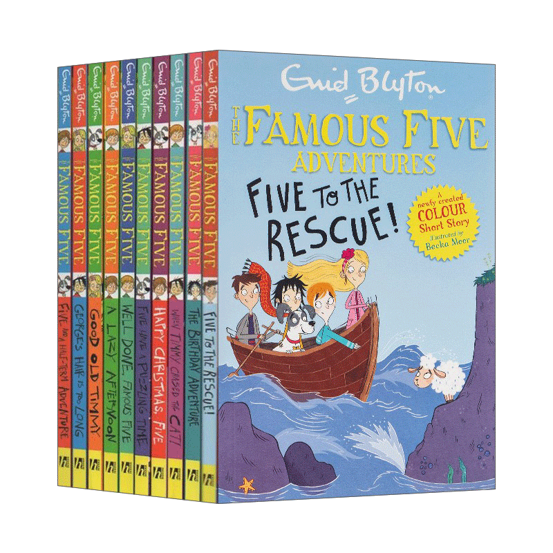 英文原版 Famous Five Colour Short Stories 10 Copy Early Reader Pack 五伙伴历险记10册套装 桥梁章节书 英文版 进口英语书籍