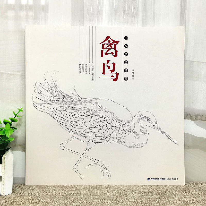 白描技法精解禽鸟 工笔画白描勾线画谱临摹绘画初学者入门到精通基础教程 国画写意草虫禽鸟工笔花鸟画白描底稿线描 福建美术 - 图0