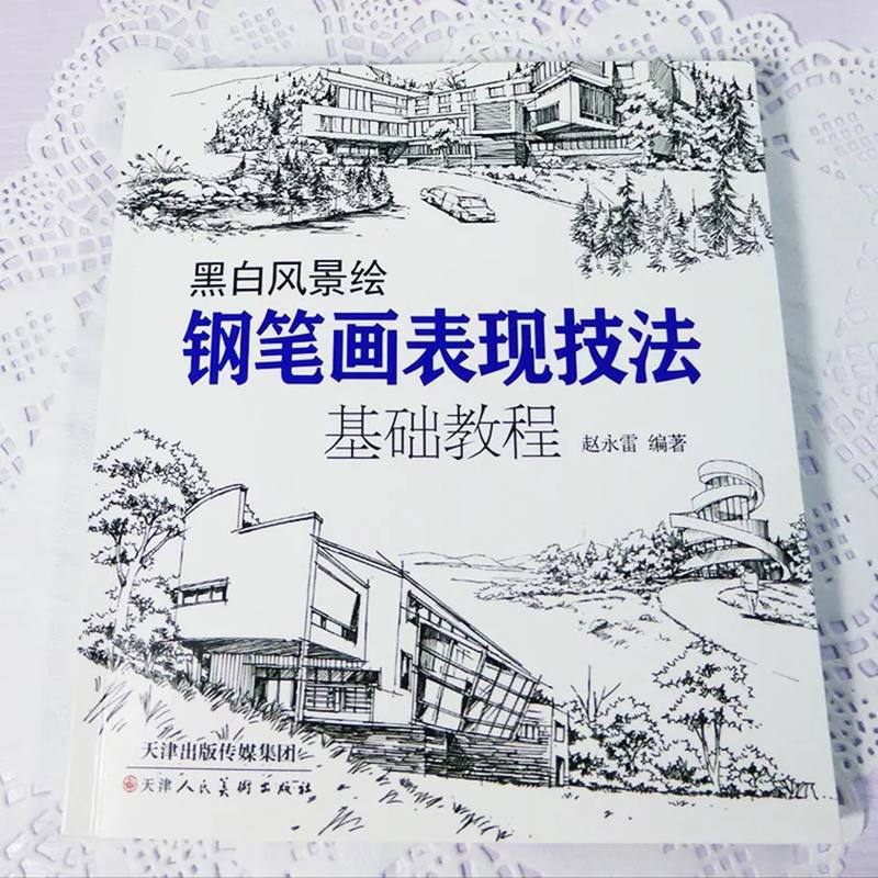 钢笔画黑白风景绘 钢笔画手绘表现技法钢笔画建筑素材钢笔画技法基础教程临摹画册书籍绘画教程书绘画教程零基础风景画 天津人美