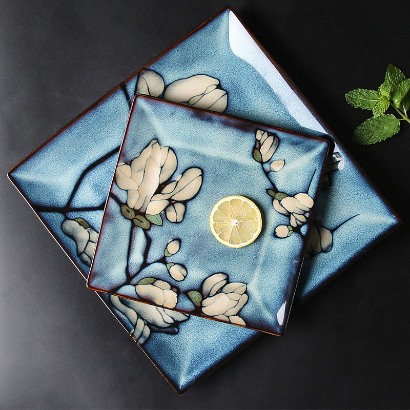 玉泉官方日式手绘创意陶瓷盘子菜盘家用餐具瓷器中式釉下彩餐盘,淘宝优惠券,粉丝福利购,淘宝优惠卷