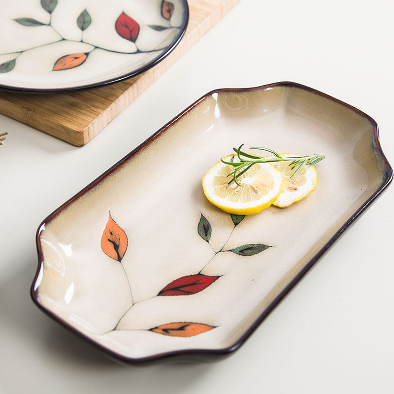 玉泉官方日式手绘创意陶瓷盘子菜盘家用餐具瓷器中式釉下彩餐盘,淘宝优惠券,粉丝福利购,淘宝优惠卷