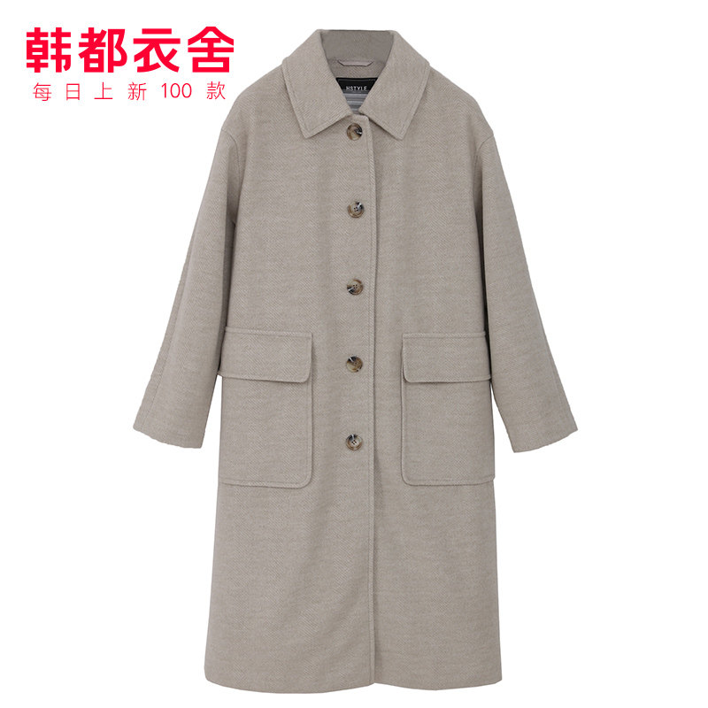 韩都衣舍旗舰店冬装清仓呢子女大衣 韩都衣舍嗒嗒毛呢外套