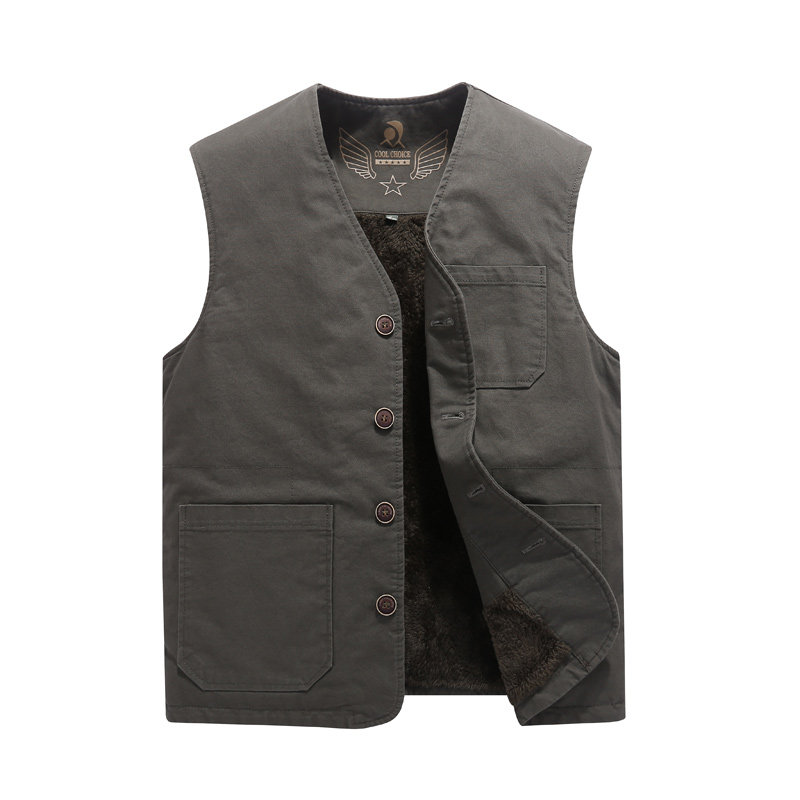 加绒加厚马甲男秋冬保暖背心外穿内穿休闲V领中老年纯棉坎肩外套,淘宝优惠券,粉丝福利购,淘宝优惠卷