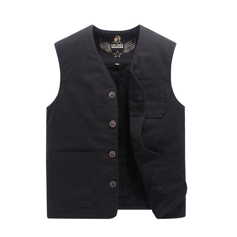 加绒加厚马甲男秋冬保暖背心外穿内穿休闲V领中老年纯棉坎肩外套,淘宝优惠券,粉丝福利购,淘宝优惠卷