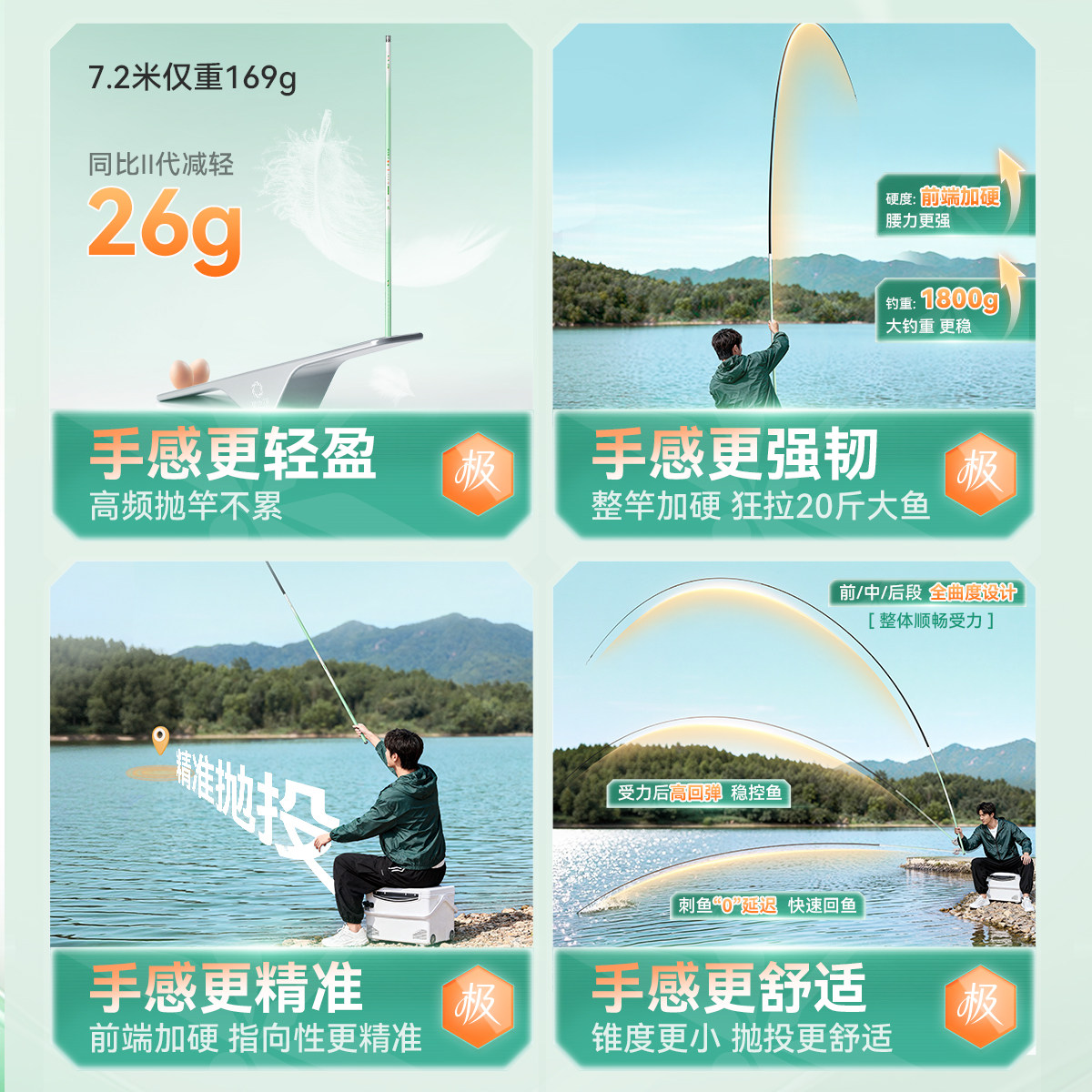 渔之源小蜻蜓鱼竿鲫鱼竿手竿轻量碳素28调台钓竿钓鱼竿野钓手杆