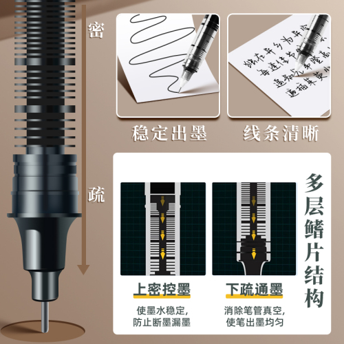 得力直液式走珠笔黑笔刷题笔签字笔考试老师学生专用蓝红笔圆珠笔水笔水性碳素笔黑色写字笔直液笔速干中性笔