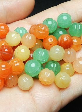 金丝玉多彩圆珠南瓜珠散珠串珠女
