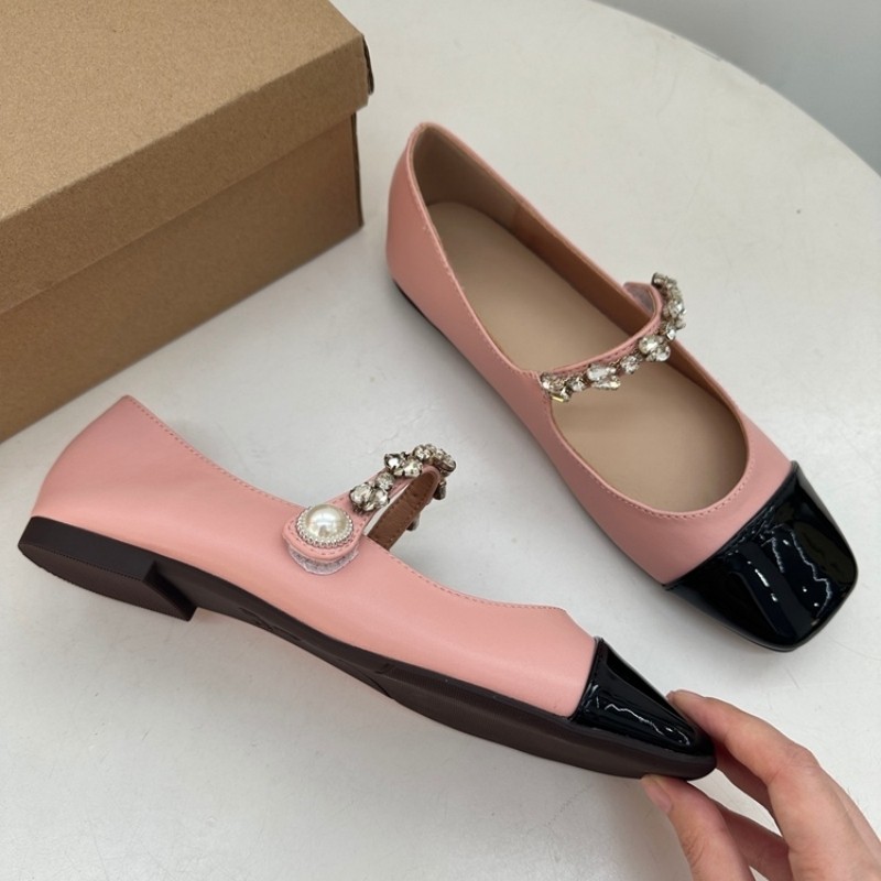 外贸原单魔术贴平底单鞋女温柔方头水钻一字带轻便浅口玛丽珍鞋,淘宝优惠券,粉丝福利购,淘宝优惠卷