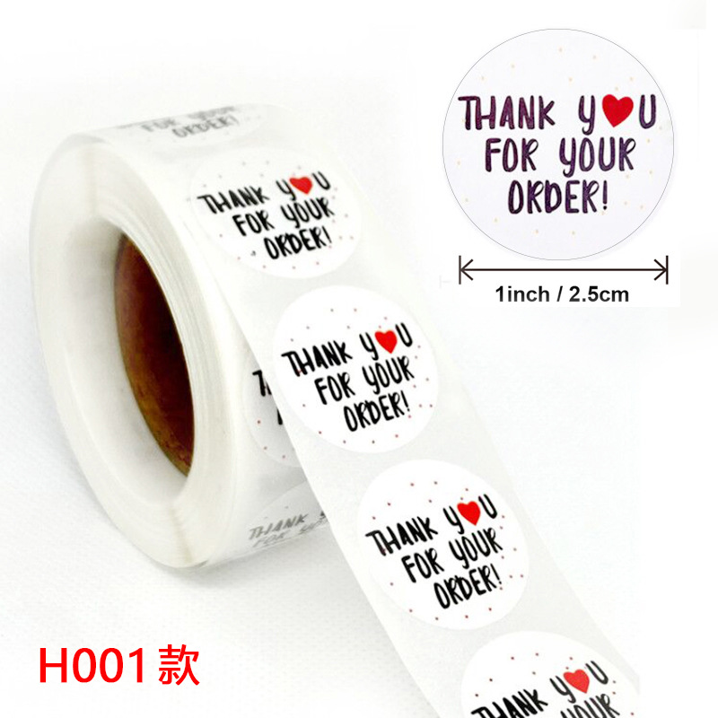 500pcs/roll Thank You Stickers Handmade Sticker Circle Sta-图3