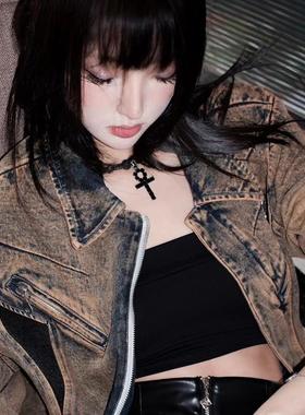 CHERIENIU锆石十字架说唱配饰设计感暗黑ins欧美嘻哈男女满钻项链