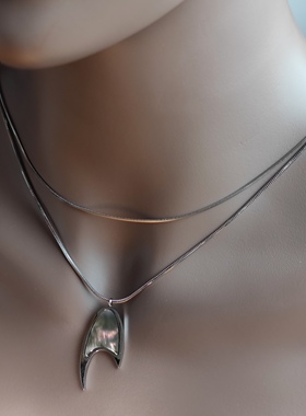 CHERIENIU原创异形316钛钢贝母双层项链小众简约ins冬锁骨毛衣链