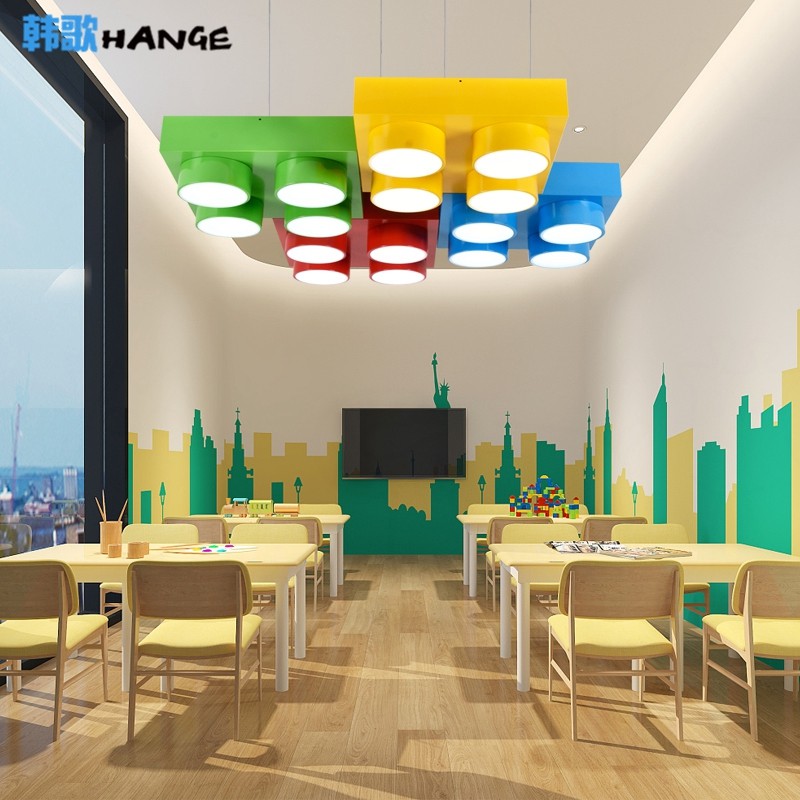 创意幼儿园教室吊灯积木卡通灯儿童房吊灯游乐园早教中心造型灯具_虎窝淘