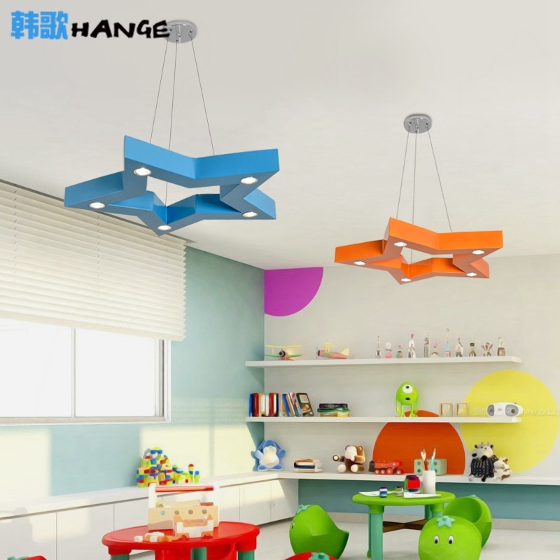 五角星吊灯星星灯卡通儿童灯创意幼儿园灯具教室游乐园商场定制灯_虎窝淘