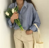 Рубашка, куртка, в корейском стиле, свободный крой