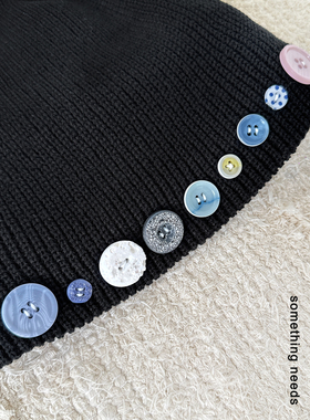精选扣子手缝洋气针织冷帽酷感