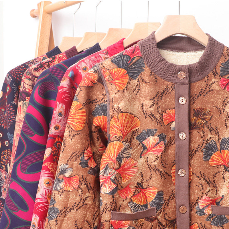 雅鹿中老年开衫保暖加绒单件保暖衣 龙俊祥服饰保暖上装