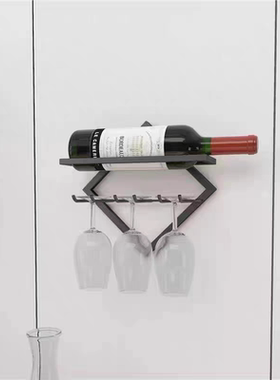 简约铁艺墙上酒架壁挂式红酒架葡萄酒展示架酒杯架倒挂高酒杯架子