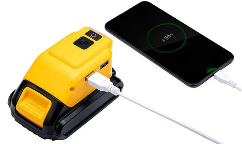 适用得伟Dewalt 20v电池两个USB 端口输出5V 2.1A和12V2A和3W LED - 图2