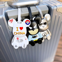 Suitcase Creative Violent Bear Luggage Card Backpacks Boarding and Strap Pendant suitcases with strap pendants