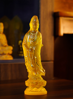 精品仿琉璃保平安观世音佛像结缘