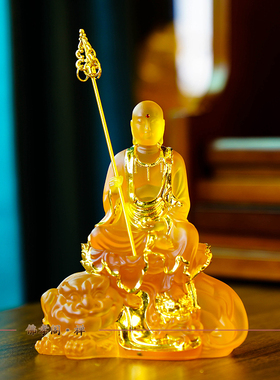 水琉璃佛堂供奉谛听地藏佛像摆件