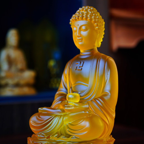 原创树脂水琉璃贴金释迦摩尼佛摆件三宝佛堂供奉释迦佛像厂家结缘 - 图2
