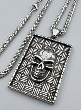 简约骷髅吊牌项链嘻哈百搭朋克