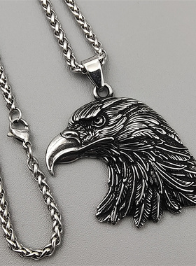 复古男女钛钢老鹰吊坠项链百搭