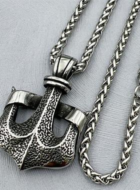 复古男生钛钢船锚吊坠项链百搭