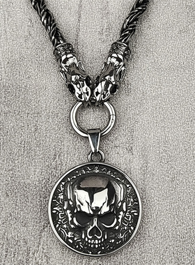 复古钛钢骷髅吊坠男士项链百搭