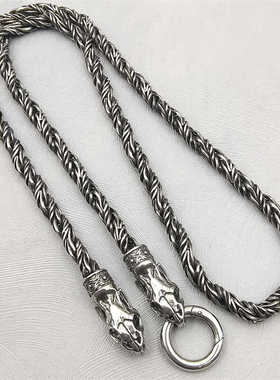 嘻哈朋克蛇头扣重工复古钛钢项链