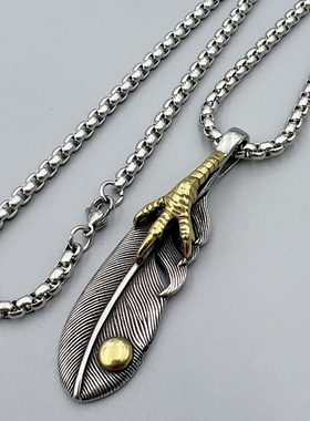 简约鹰爪羽毛吊坠项链百搭配饰