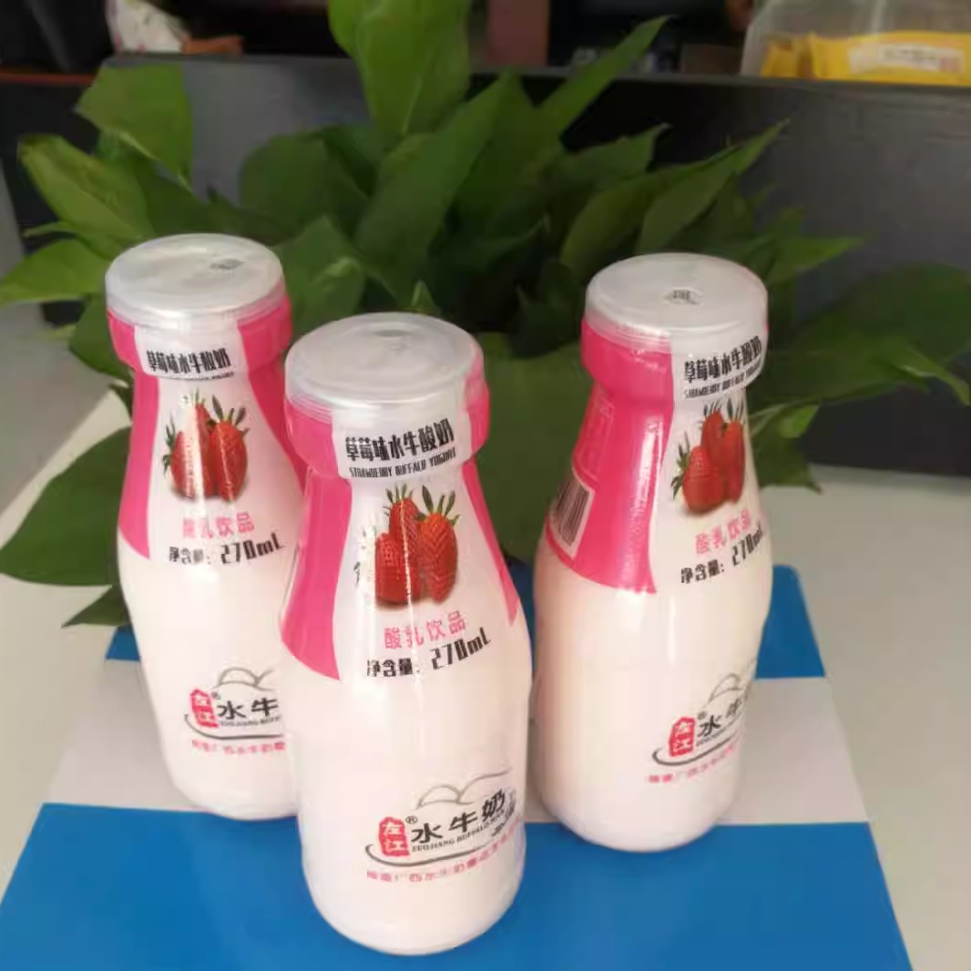 左江水牛酸奶草莓味270mL*12瓶整箱稀有奶源常温发酵乳酸饮品包邮 - 图1