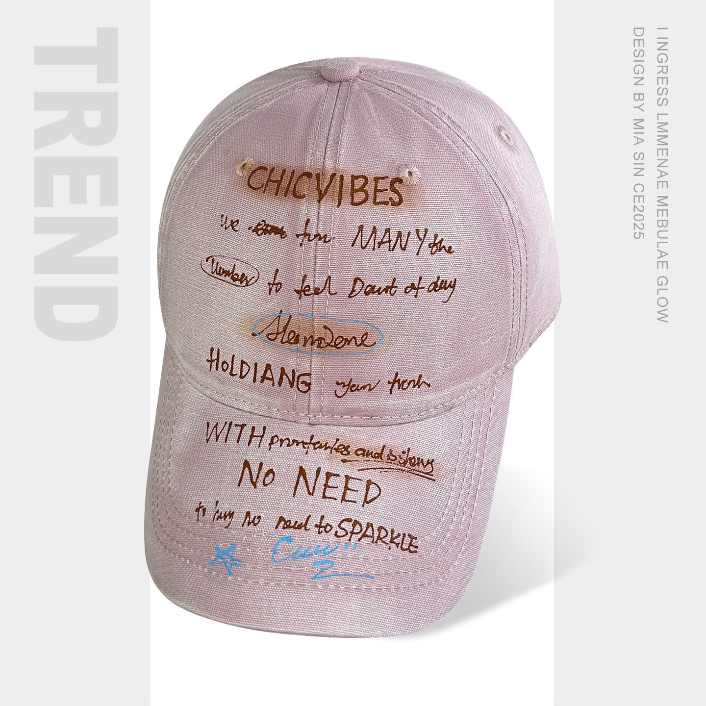 韩国小众潮牌手绘字母软顶棒球帽女百搭宽檐显脸小纯棉鸭舌帽子男,淘宝优惠券,粉丝福利购,淘宝优惠卷