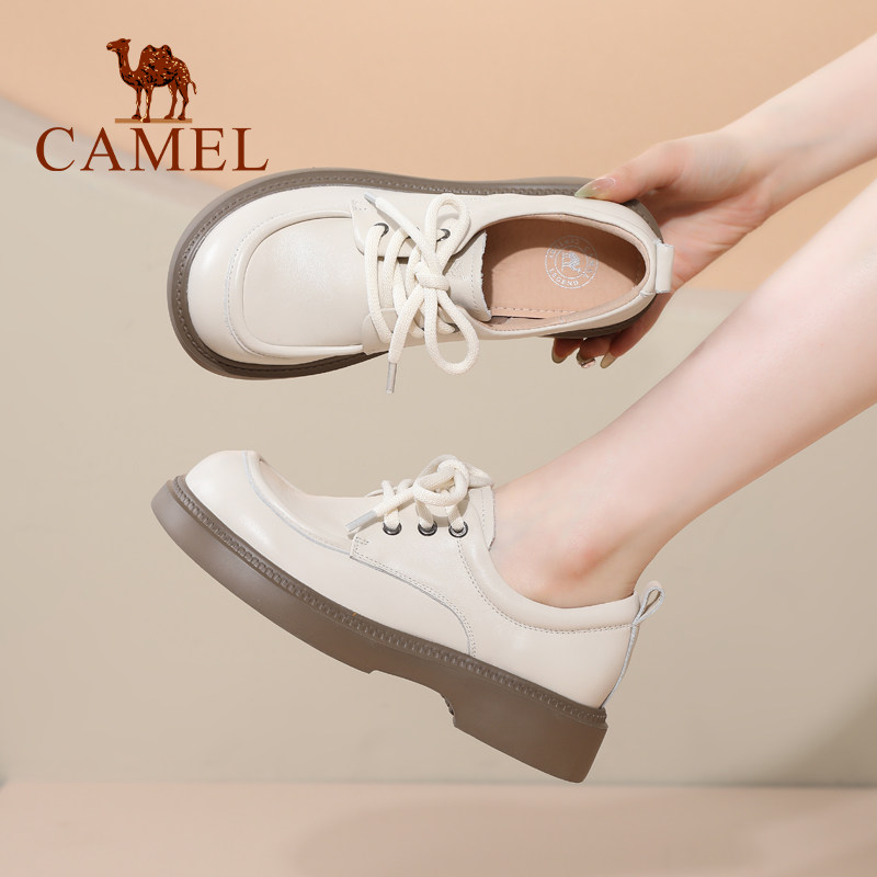 骆驼女鞋2025秋季新款真皮英伦风单鞋女厚底休闲jk小皮鞋女乐福鞋,淘宝优惠券,粉丝福利购,淘宝优惠卷