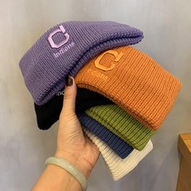 Net Reddit Broadside Knit Hair Band C Letter Autumn Winter Headgear Hair Stirrup Sport Yoga Head With Wash Face Trendy South Korea