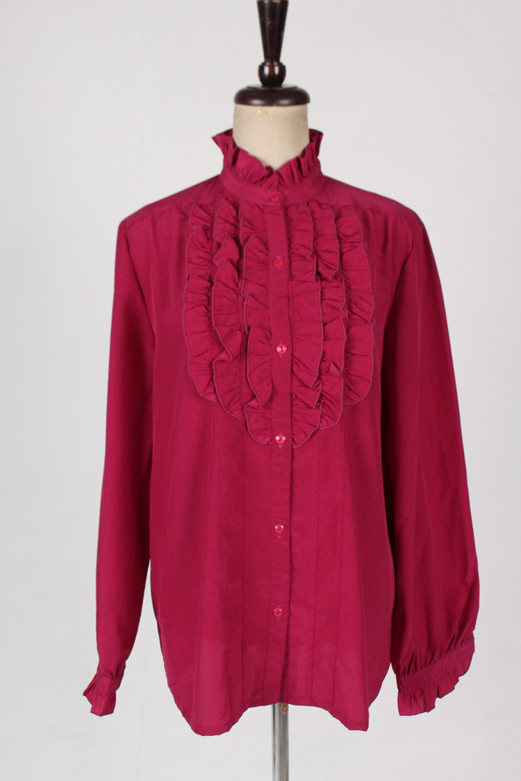 vintage古着日本制春夏中古复古风衬衫单排扣宽松休闲衬衣女H765