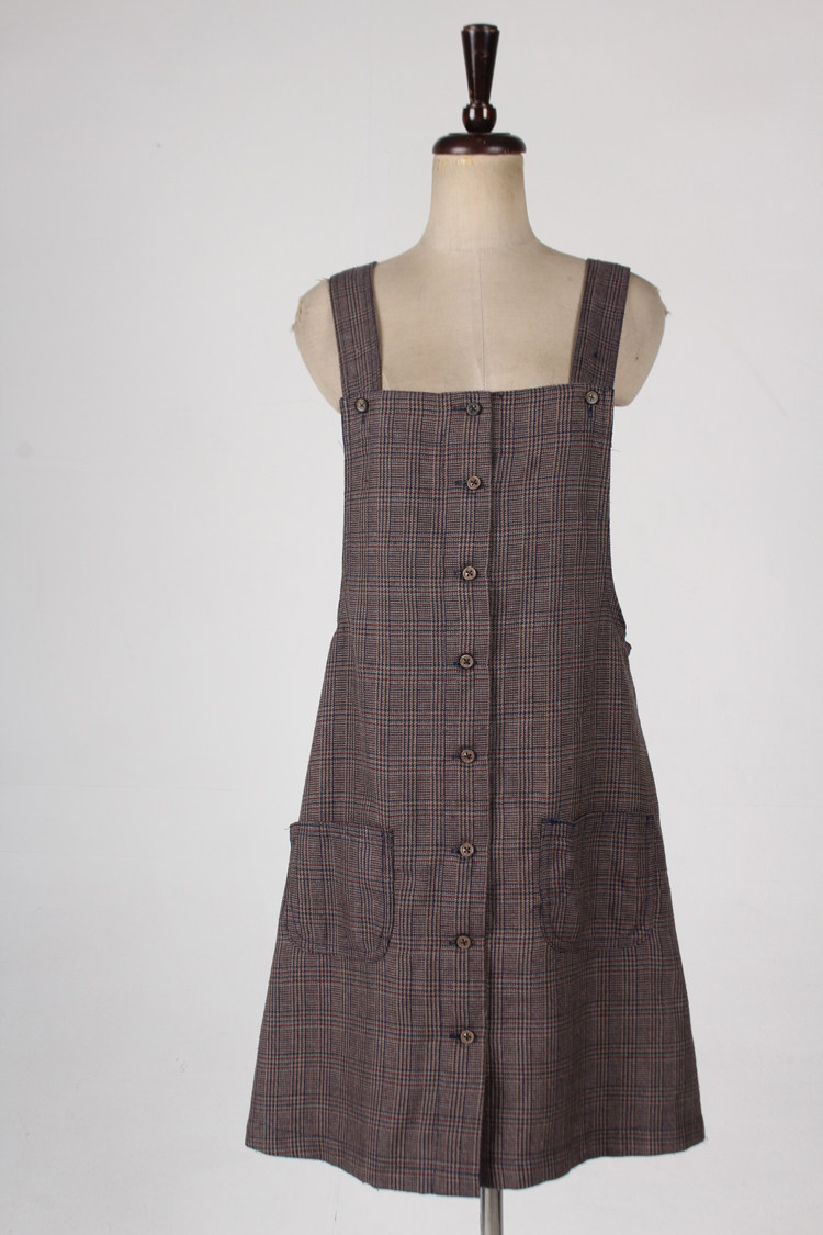 vintage古着日本制春夏中古复古风中长款连衣裙H867