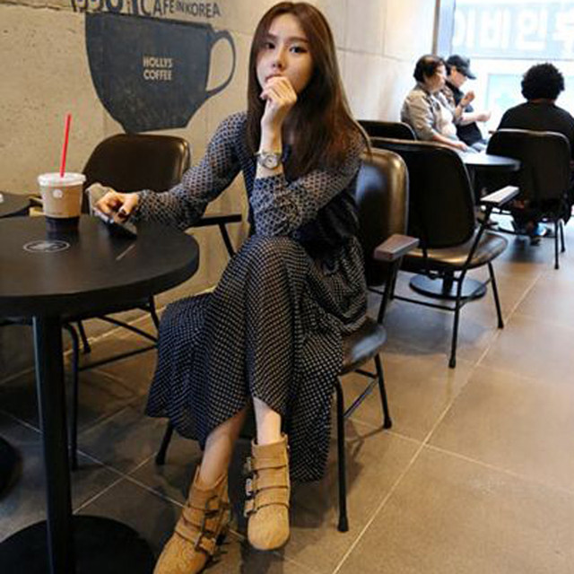 Commuting large swing polka dot fashionable resort women's jumpsuit