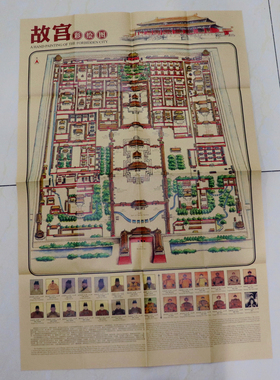北京旅游景点手绘故宫地图长城天安门颐和园圆明园天坛中英文介绍