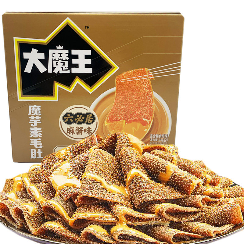 盐津铺子大魔王魔芋素毛肚六必居麻酱味香菜味休闲零食小吃整箱