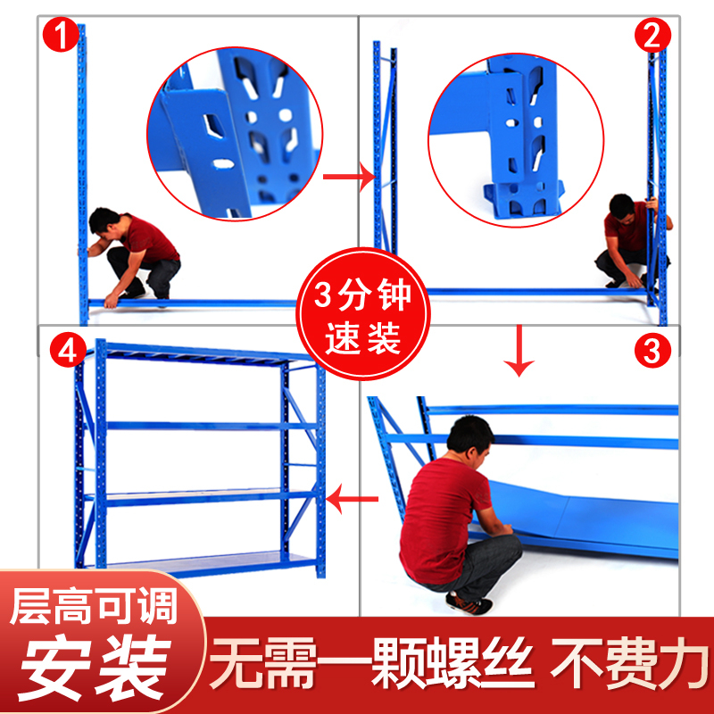 万昌货架仓储仓库储物间货架置物架多层家用储物金属置物架铁架子 - 图1