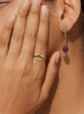 14K包金闪亮立体锤面尾戒指