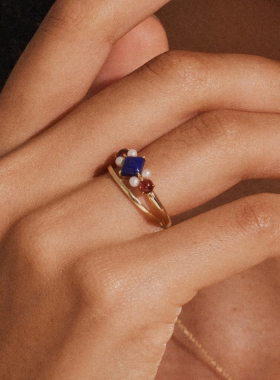 红宝石复古精致叠戴戒指