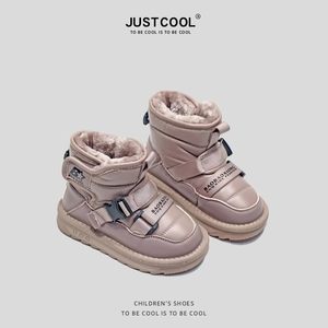 JUSTCOOL儿童雪地靴男童2023冬季新款棉靴防水保暖冬季女童冬靴宝