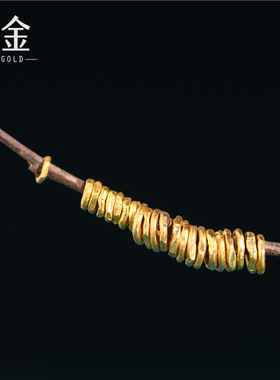 恋金 足金手工錾刻古法黄金 锤纹金隔片 手链吊坠手绳diy配件