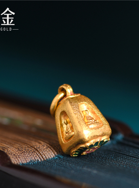 恋金 足金珐琅烧蓝 四面佛吊坠 宫廷手工古法黄金项链diy配件