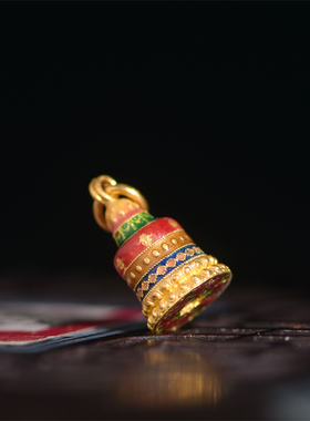 珐琅烧蓝佛塔吊坠手工古法黄金