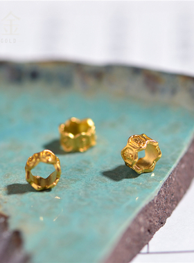 恋金 足金古法黄金 六字真言隔片金圈手链项链吊坠配饰